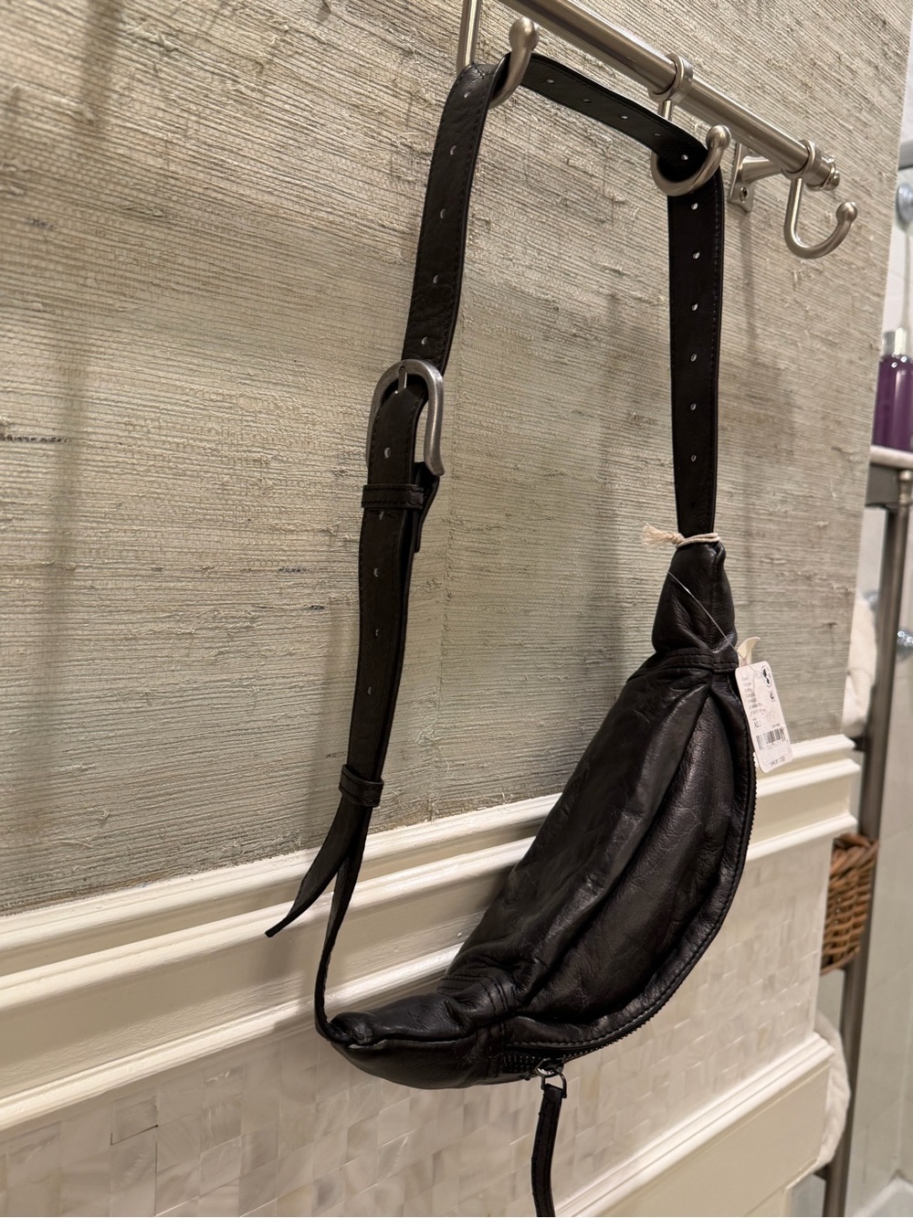 NWT new free people Ana adorned studded leather sling bag black purse - Picture 11 of 17